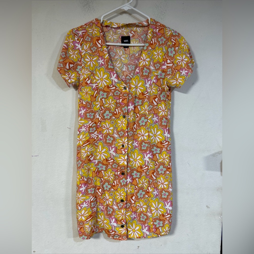 Vans Womens Resort Floral Brunching Buttondown Dress - Sun Baked size Small